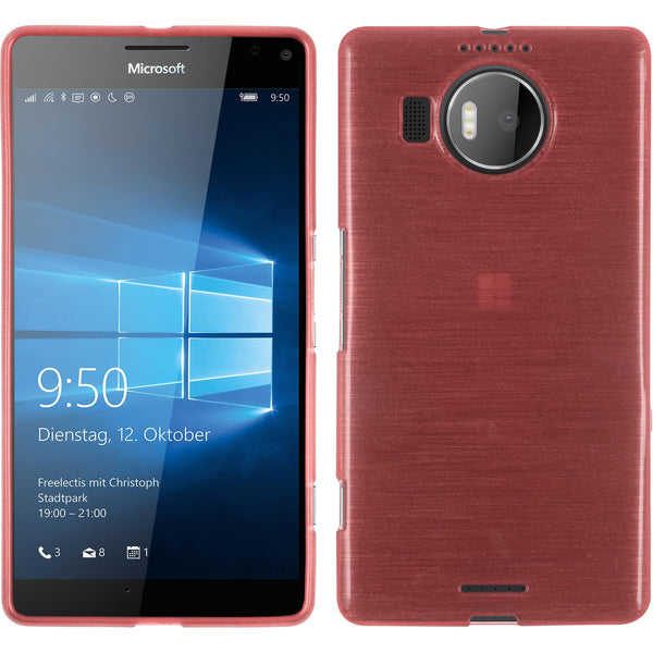 PhoneNatic Case kompatibel mit Microsoft Lumia 950 XL - rosa Silikon Hülle brushed + 2 Schutzfolien
