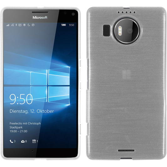 PhoneNatic Case kompatibel mit Microsoft Lumia 950 XL - weiﬂ Silikon Hülle brushed + 2 Schutzfolien