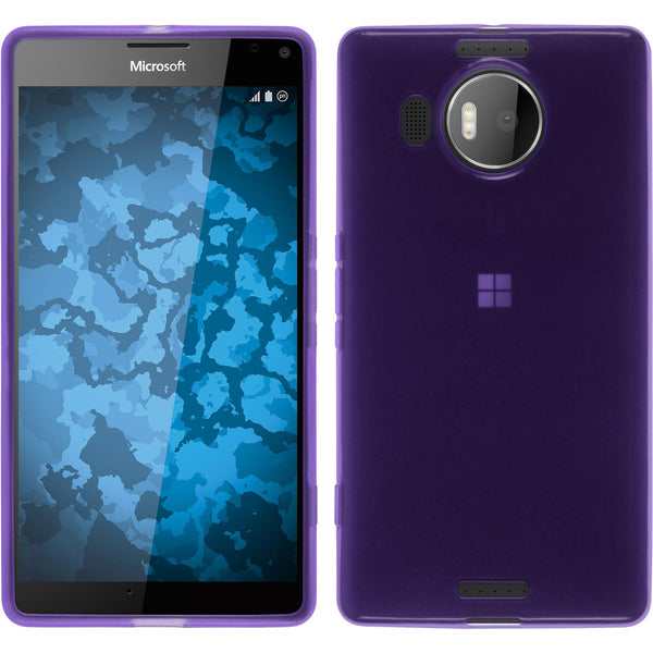 PhoneNatic Case kompatibel mit Microsoft Lumia 950 XL - lila Silikon Hülle transparent + 2 Schutzfolien