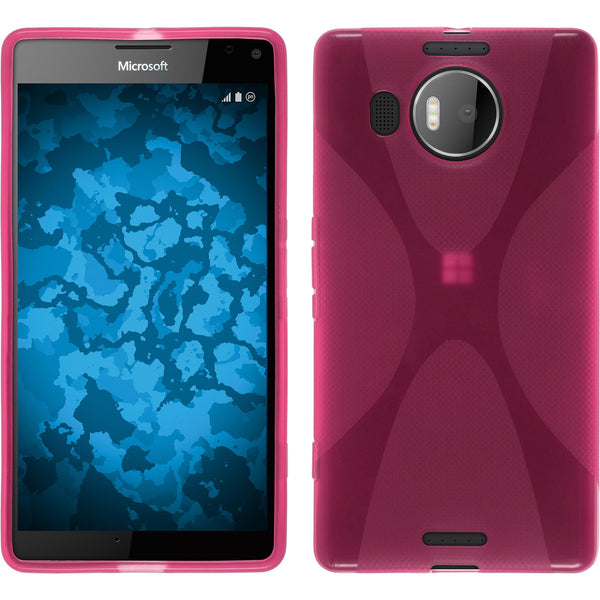 PhoneNatic Case kompatibel mit Microsoft Lumia 950 XL - pink Silikon Hülle X-Style + 2 Schutzfolien
