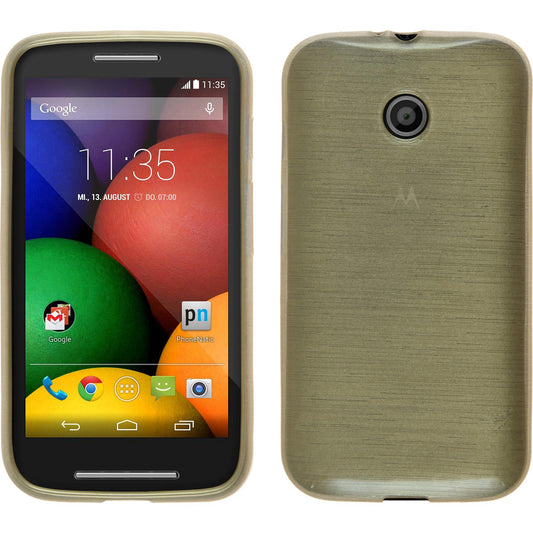 PhoneNatic Case kompatibel mit Motorola Moto E - gold Silikon Hülle brushed + 2 Schutzfolien