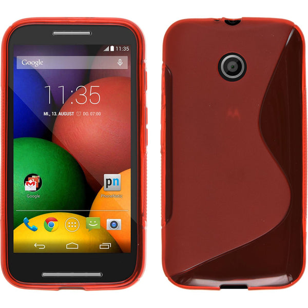 PhoneNatic Case kompatibel mit Motorola Moto E - rot Silikon Hülle S-Style + 2 Schutzfolien