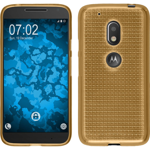PhoneNatic Case kompatibel mit Motorola Moto G4 Play - gold Silikon Hülle Iced + 2 Schutzfolien