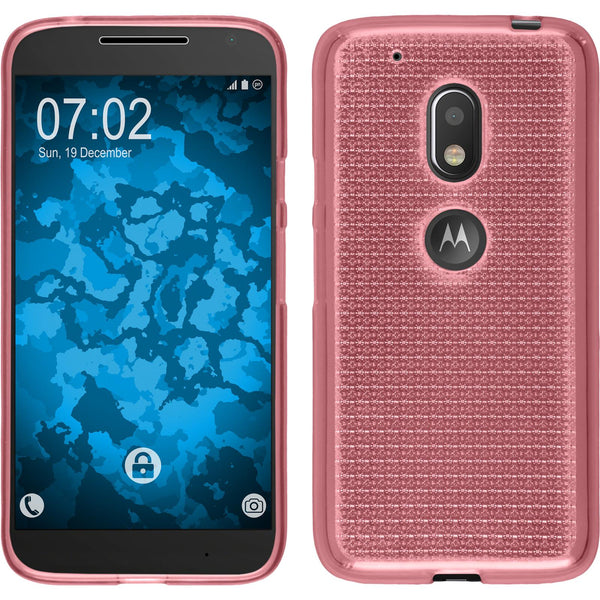 PhoneNatic Case kompatibel mit Motorola Moto G4 Play - rosa Silikon Hülle Iced + 2 Schutzfolien