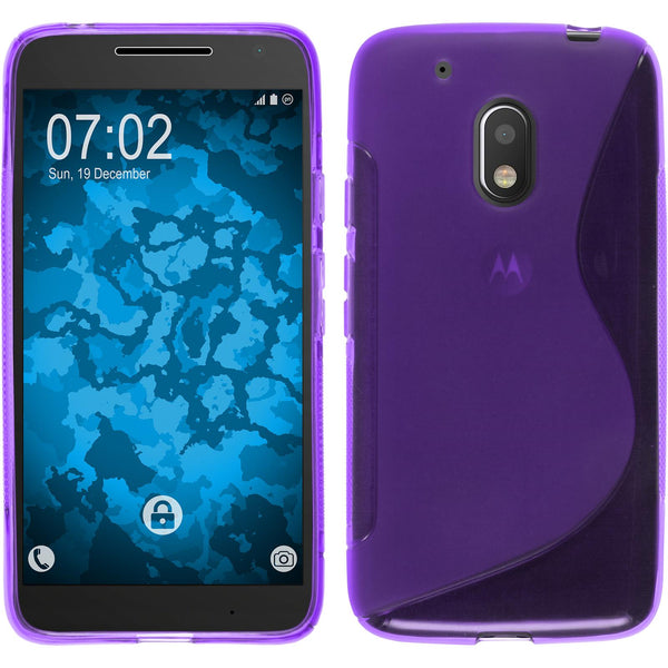 PhoneNatic Case kompatibel mit Motorola Moto G4 Play - lila Silikon Hülle S-Style + 2 Schutzfolien