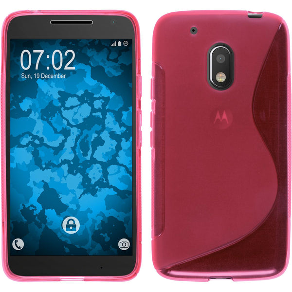 PhoneNatic Case kompatibel mit Motorola Moto G4 Play - pink Silikon Hülle S-Style + 2 Schutzfolien
