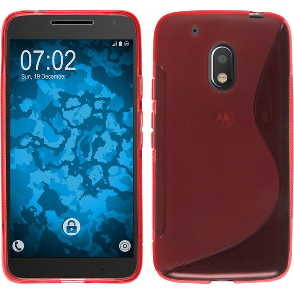 PhoneNatic Case kompatibel mit Motorola Moto G4 Play - rot Silikon Hülle S-Style + 2 Schutzfolien