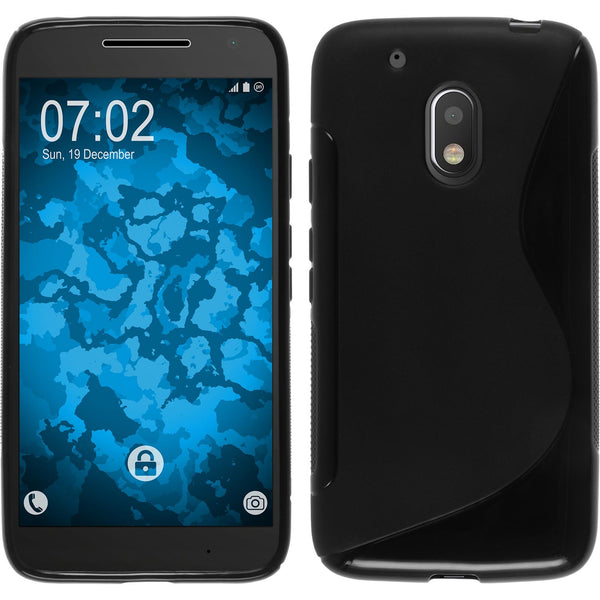 PhoneNatic Case kompatibel mit Motorola Moto G4 Play - schwarz Silikon Hülle S-Style + 2 Schutzfolien