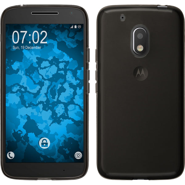 PhoneNatic Case kompatibel mit Motorola Moto G4 Play - grau Silikon Hülle transparent + 2 Schutzfolien