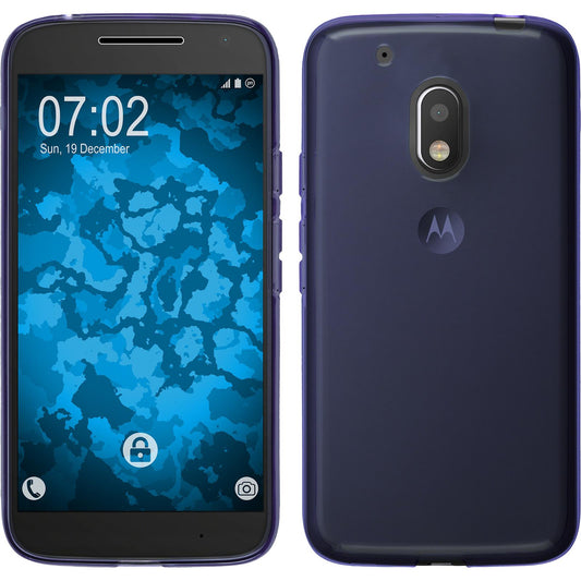 PhoneNatic Case kompatibel mit Motorola Moto G4 Play - lila Silikon Hülle transparent + 2 Schutzfolien