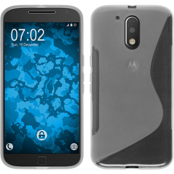 PhoneNatic Case kompatibel mit Motorola Moto G4 Plus - clear Silikon Hülle S-Style + 2 Schutzfolien
