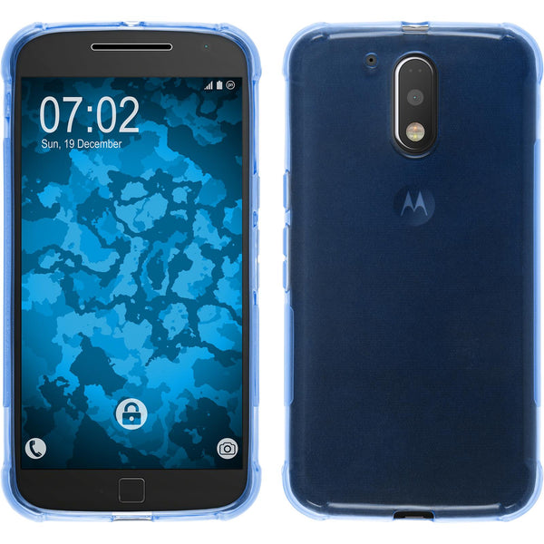PhoneNatic Case kompatibel mit Motorola Moto G4 Plus - blau Silikon Hülle ShockProof + 2 Schutzfolien