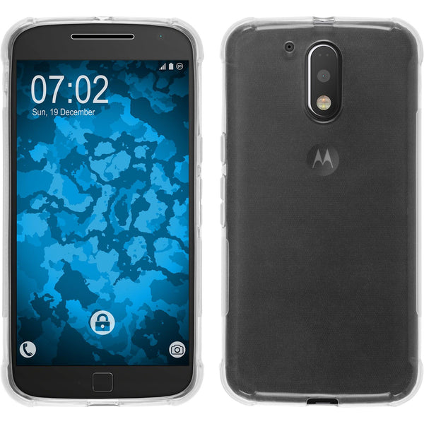 PhoneNatic Case kompatibel mit Motorola Moto G4 Plus - clear Silikon Hülle ShockProof + 2 Schutzfolien