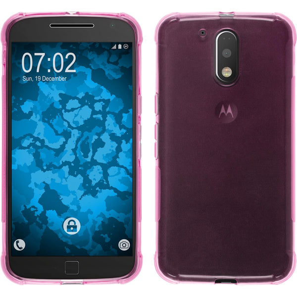 PhoneNatic Case kompatibel mit Motorola Moto G4 Plus - pink Silikon Hülle ShockProof + 2 Schutzfolien