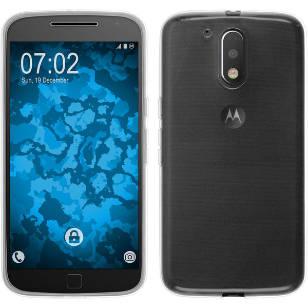 PhoneNatic Case kompatibel mit Motorola Moto G4 Plus - Crystal Clear Silikon Hülle transparent + 2 Schutzfolien