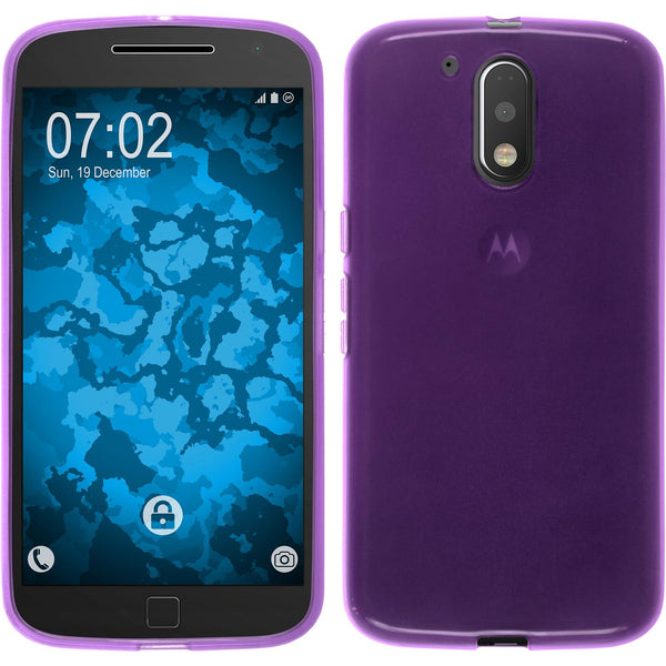 PhoneNatic Case kompatibel mit Motorola Moto G4 Plus - lila Silikon Hülle transparent + 2 Schutzfolien