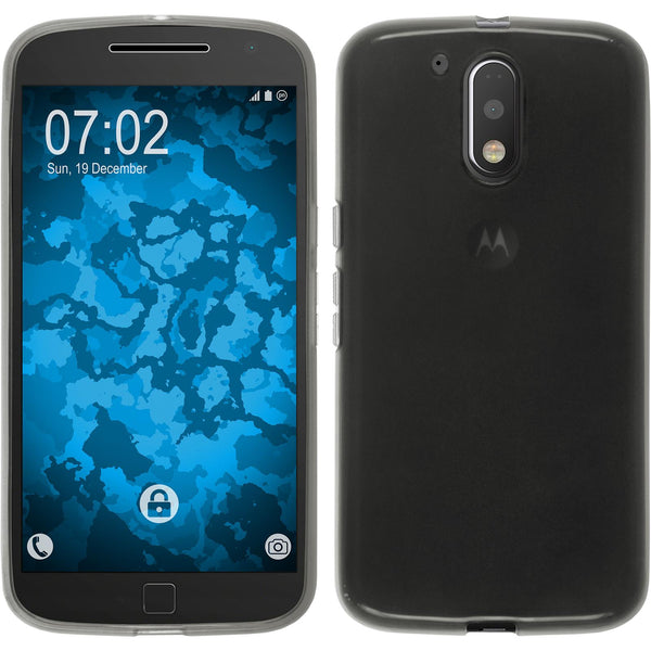 PhoneNatic Case kompatibel mit Motorola Moto G4 Plus - schwarz Silikon Hülle transparent + 2 Schutzfolien