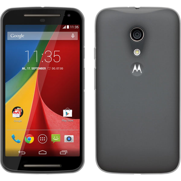 PhoneNatic Case kompatibel mit Motorola Moto G 2014 2. Generation - clear Silikon Hülle Slimcase + 2 Schutzfolien