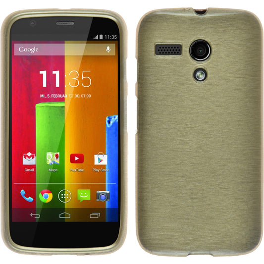 PhoneNatic Case kompatibel mit Motorola Moto G - gold Silikon Hülle brushed Cover
