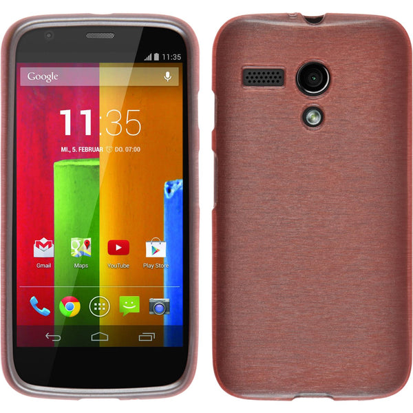 PhoneNatic Case kompatibel mit Motorola Moto G - rosa Silikon Hülle brushed Cover