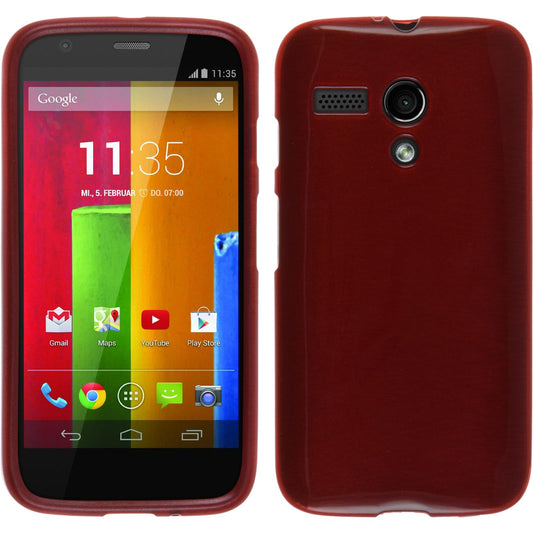 PhoneNatic Case kompatibel mit Motorola Moto G - rot Silikon Hülle brushed Cover