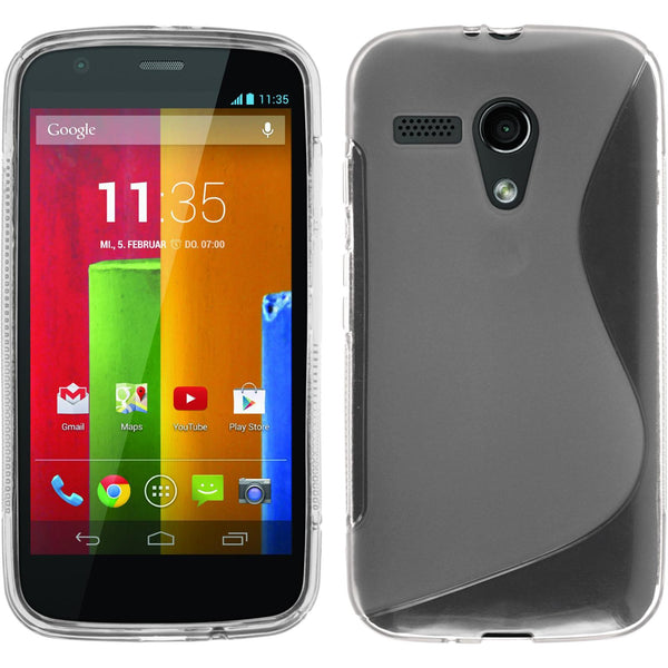 PhoneNatic Case kompatibel mit Motorola Moto G - clear Silikon Hülle S-Style + 2 Schutzfolien