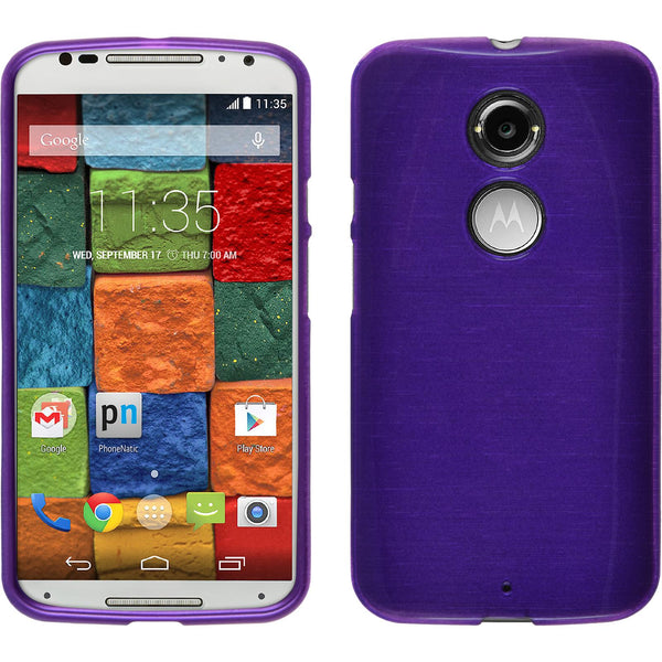 PhoneNatic Case kompatibel mit Motorola Moto X 2014 2. Gen. - lila Silikon Hülle brushed + 2 Schutzfolien