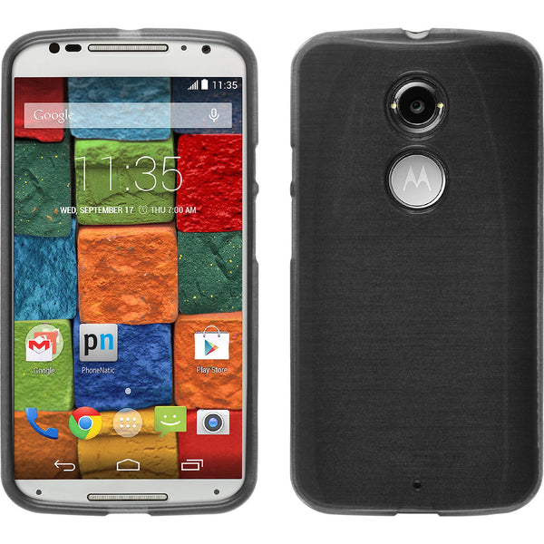 PhoneNatic Case kompatibel mit Motorola Moto X 2014 2. Gen. - silber Silikon Hülle brushed + 2 Schutzfolien