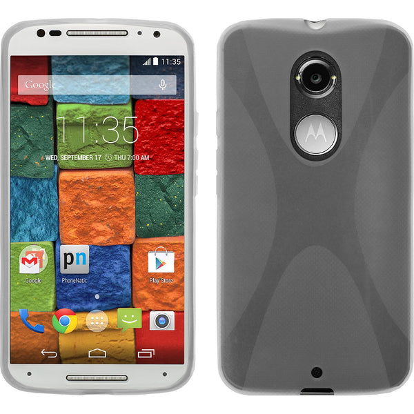 PhoneNatic Case kompatibel mit Motorola Moto X 2014 2. Gen. - clear Silikon Hülle X-Style + 2 Schutzfolien