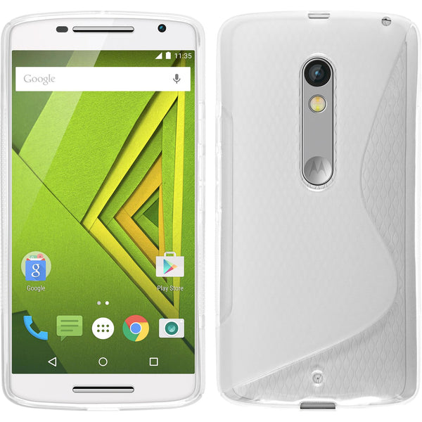 PhoneNatic Case kompatibel mit Motorola Moto X Play - clear Silikon Hülle S-Style + 2 Schutzfolien