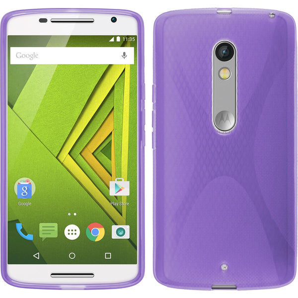 PhoneNatic Case kompatibel mit Motorola Moto X Play - lila Silikon Hülle  + 2 Schutzfolien