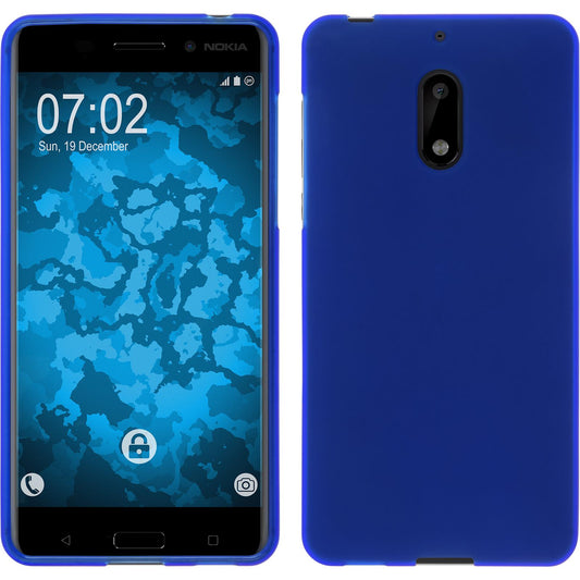 PhoneNatic Case kompatibel mit  Nokia 6 - blau Silikon Hülle matt + 2 Schutzfolien