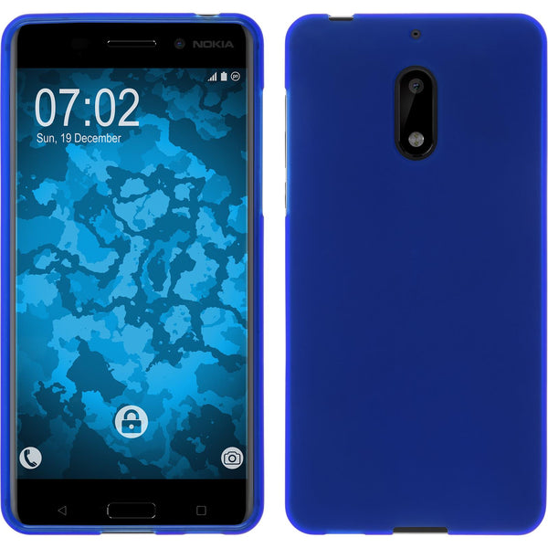 PhoneNatic Case kompatibel mit  Nokia 6 - blau Silikon Hülle matt + 2 Schutzfolien
