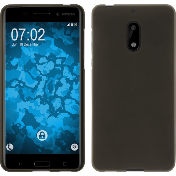 PhoneNatic Case kompatibel mit  Nokia 6 - grau Silikon Hülle matt + 2 Schutzfolien