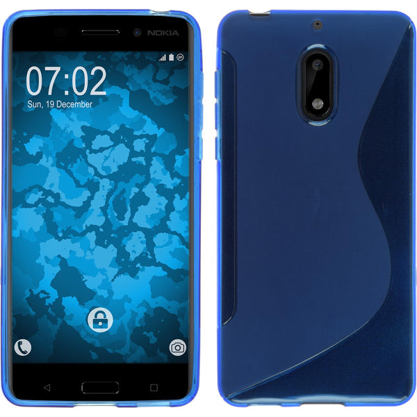 PhoneNatic Case kompatibel mit  Nokia 6 - blau Silikon Hülle S-Style + 2 Schutzfolien