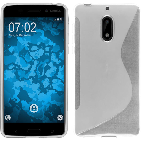PhoneNatic Case kompatibel mit  Nokia 6 - clear Silikon Hülle S-Style + 2 Schutzfolien
