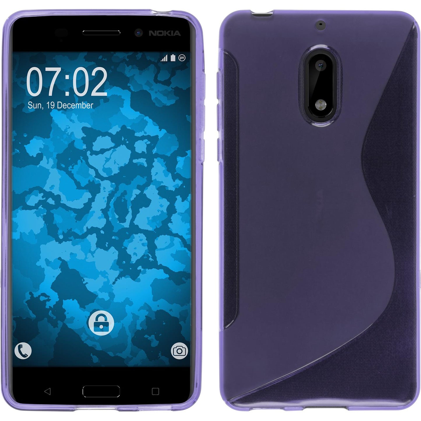 PhoneNatic Case kompatibel mit  Nokia 6 - lila Silikon Hülle S-Style + 2 Schutzfolien