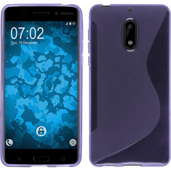 PhoneNatic Case kompatibel mit  Nokia 6 - lila Silikon Hülle S-Style + 2 Schutzfolien