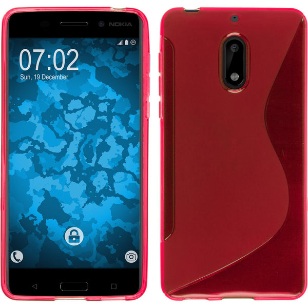 PhoneNatic Case kompatibel mit  Nokia 6 - pink Silikon Hülle S-Style + 2 Schutzfolien