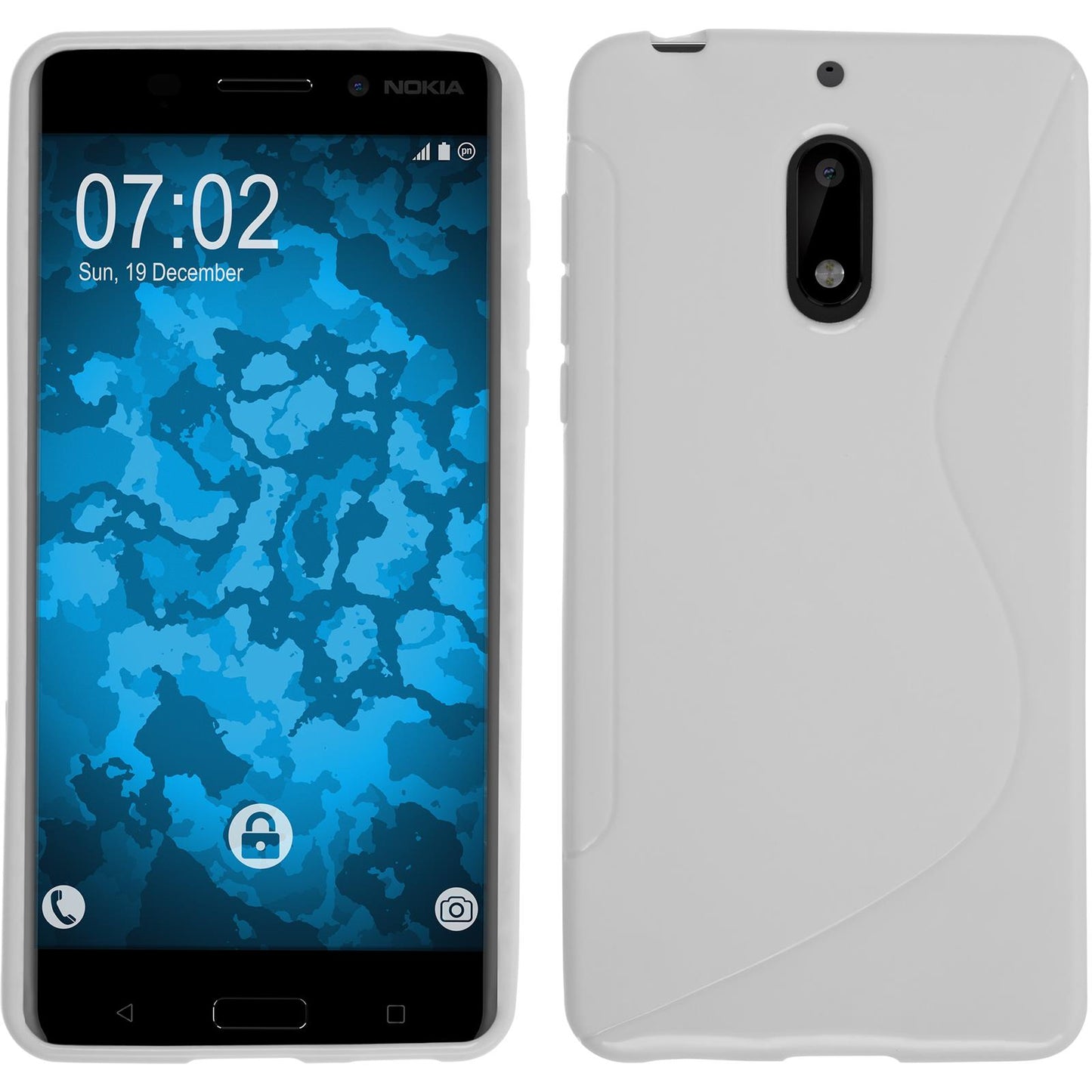PhoneNatic Case kompatibel mit  Nokia 6 - weiß Silikon Hülle S-Style + 2 Schutzfolien
