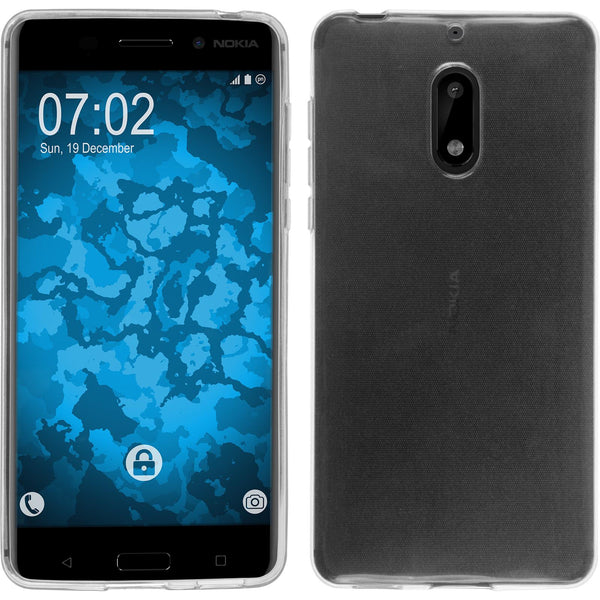 PhoneNatic Case kompatibel mit  Nokia 6 - Crystal Clear Silikon Hülle transparent + 2 Schutzfolien