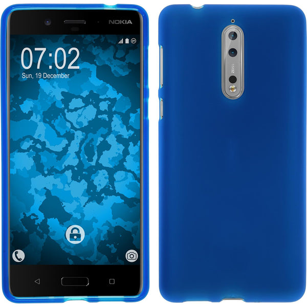 PhoneNatic Case kompatibel mit  Nokia 8 - blau Silikon Hülle matt Cover