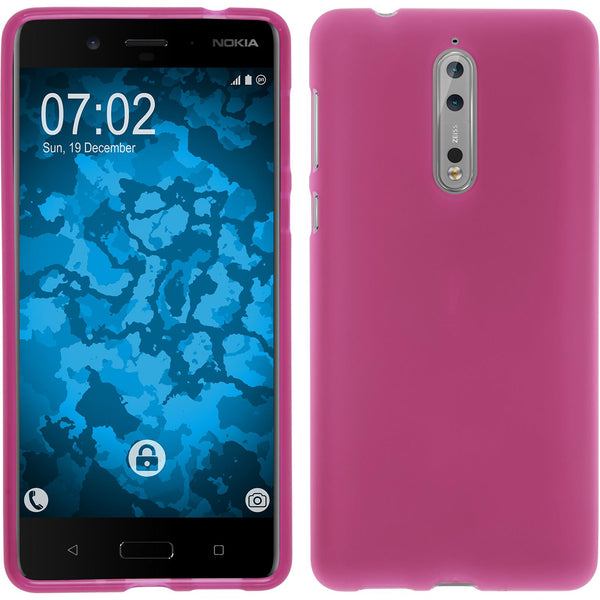 PhoneNatic Case kompatibel mit  Nokia 8 - pink Silikon Hülle matt Cover