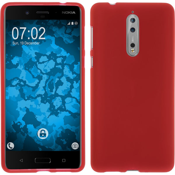PhoneNatic Case kompatibel mit  Nokia 8 - rot Silikon Hülle matt Cover