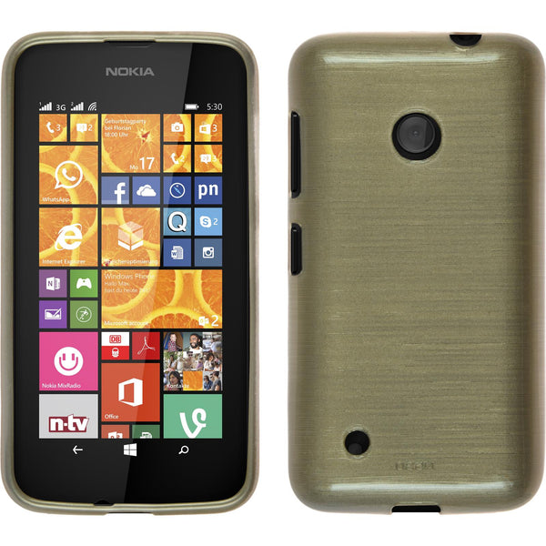 PhoneNatic Case kompatibel mit  Nokia Lumia 530 - gold Silikon Hülle brushed Cover