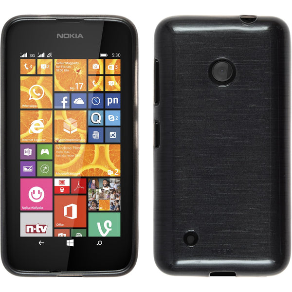 PhoneNatic Case kompatibel mit  Nokia Lumia 530 - silber Silikon Hülle brushed Cover
