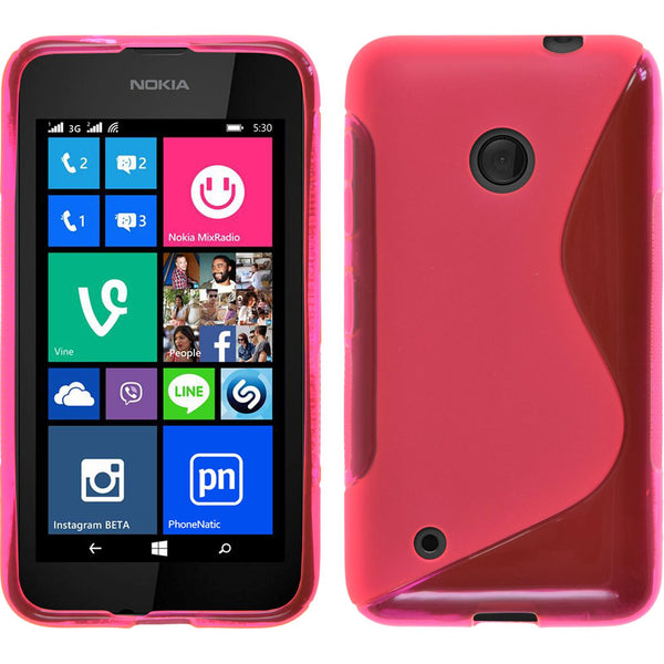 PhoneNatic Case kompatibel mit  Nokia Lumia 530 - pink Silikon Hülle S-Style Cover