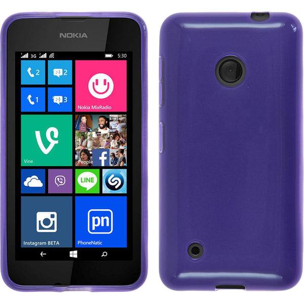 PhoneNatic Case kompatibel mit  Nokia Lumia 530 - lila Silikon Hülle transparent Cover
