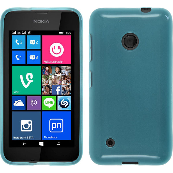 PhoneNatic Case kompatibel mit  Nokia Lumia 530 - türkis Silikon Hülle transparent Cover