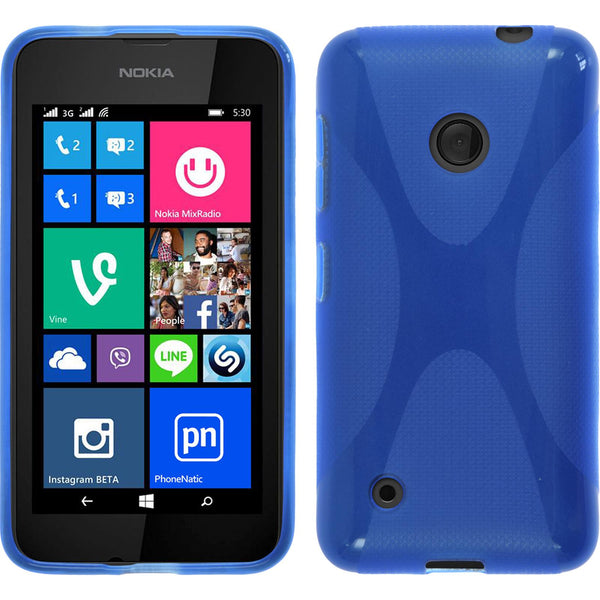 PhoneNatic Case kompatibel mit  Nokia Lumia 530 - blau Silikon Hülle X-Style Cover